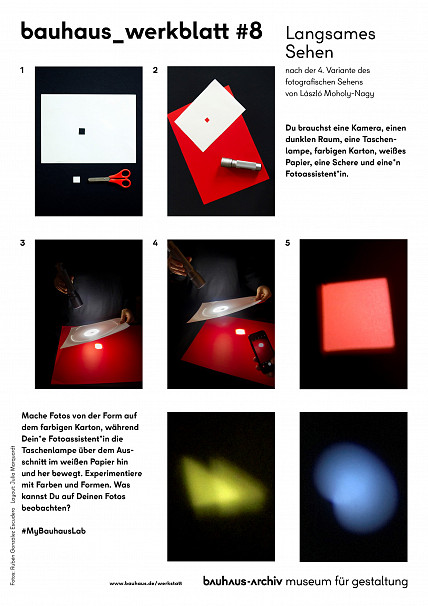 Photographic instructions for "Slow Vision" according to Moholy-Nagy